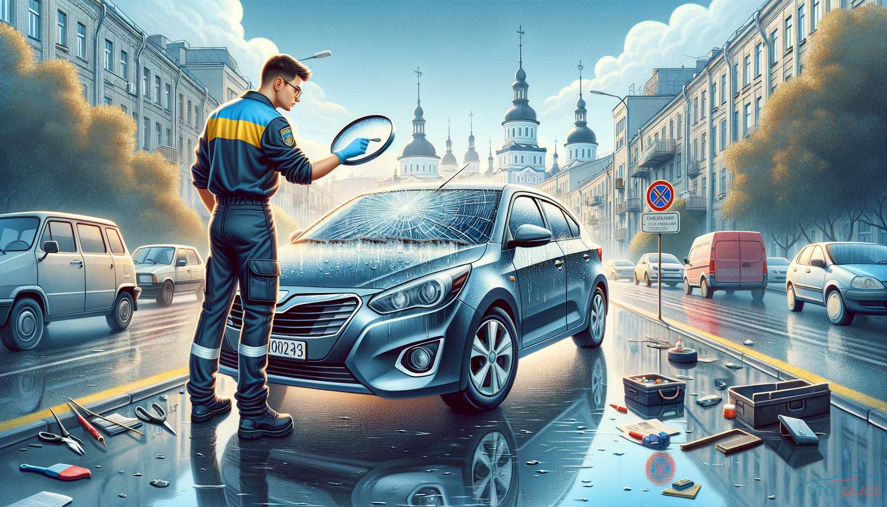 Illustration for section: Наприклад, тріщина, яка з'явилася після буревію на Київ - коли міняти автоскло